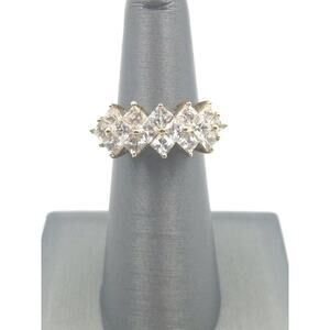 Vintage Simulated Diamond Ring - Gold Overlay - Vintage Deco Jewelry